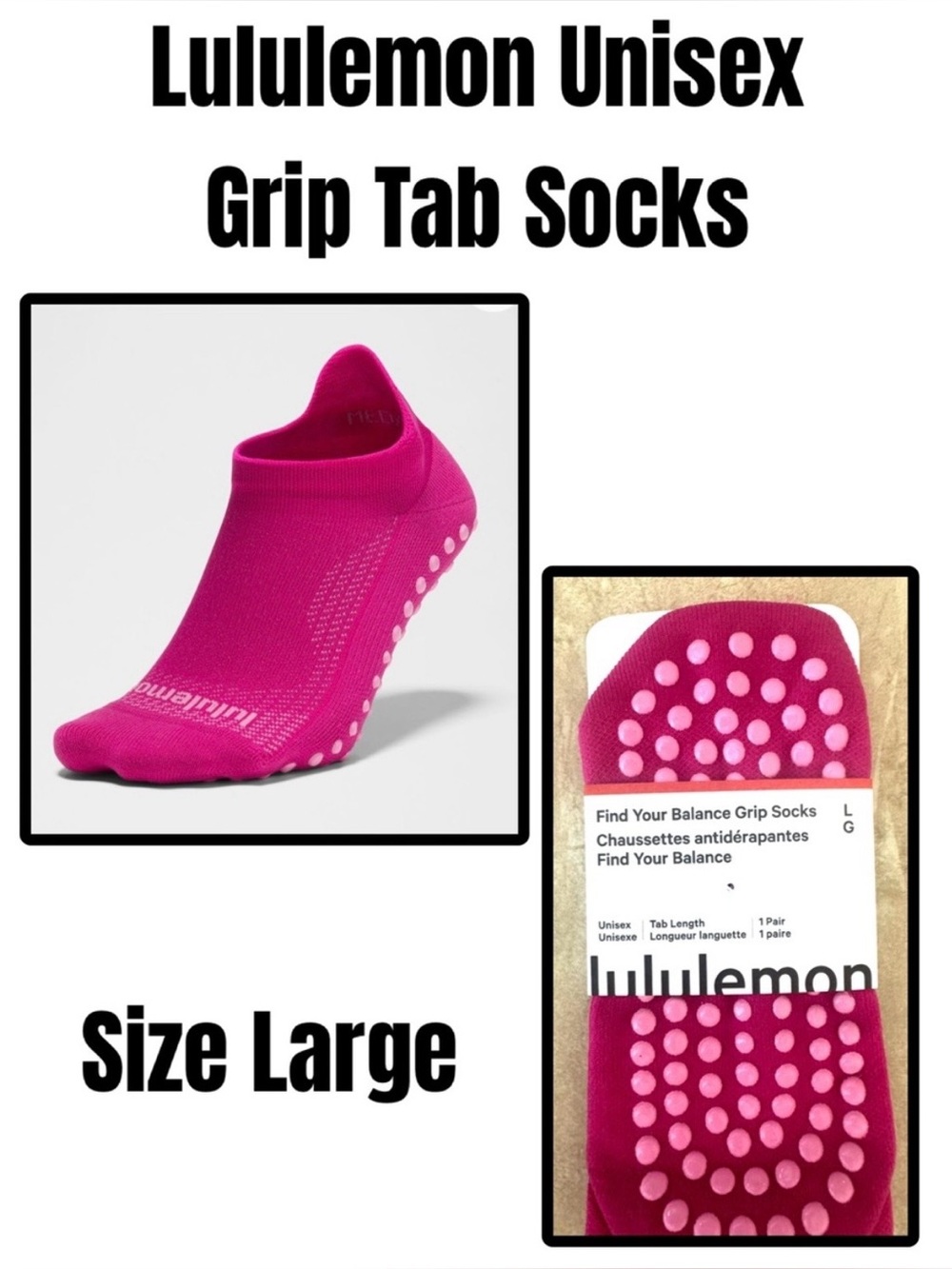Lululemon Unisex Grip Tab Socks